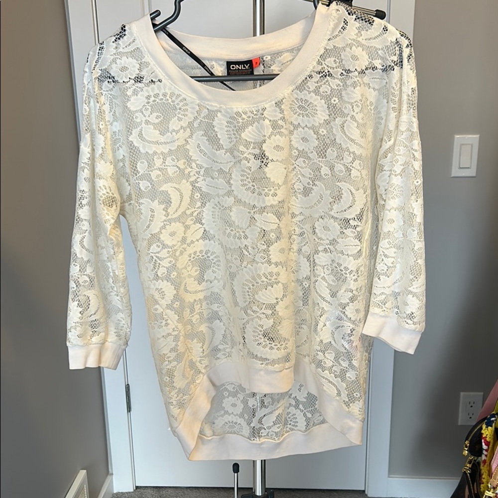 ONLY Cream Lace Top